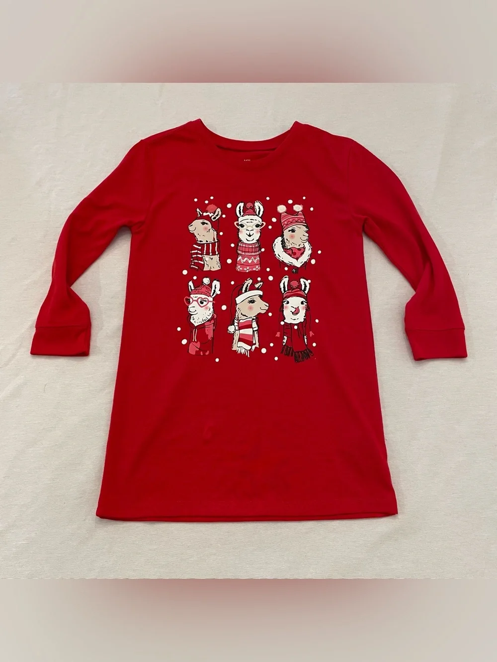 Baby Gap Sleep Shirt Size 3 Years Red Christmas Llama Graphic Winter Pajamas